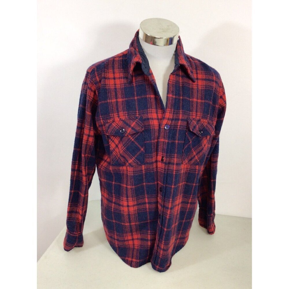 Christopher Rand Wool Plaid Shirt Mens Medium